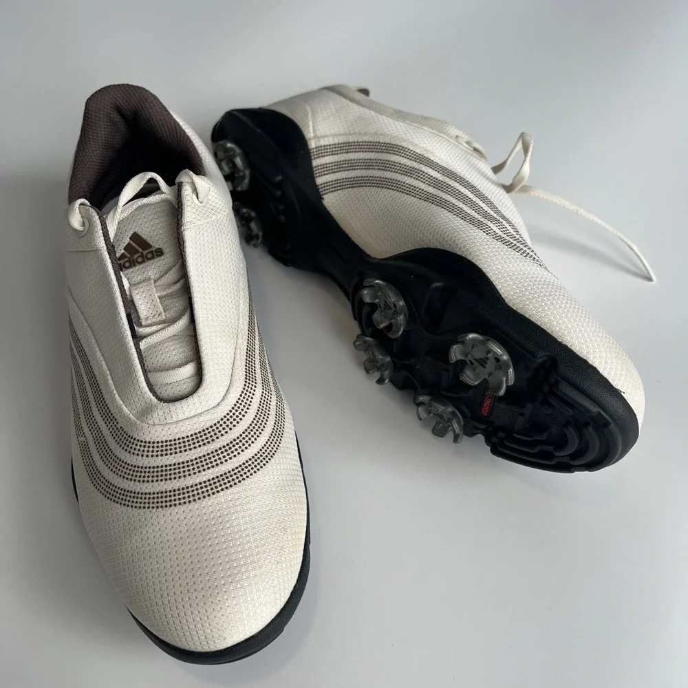 Adidas Women's Size 7.5 Z-Traxion Golf Shoes Cream Brown Spiked